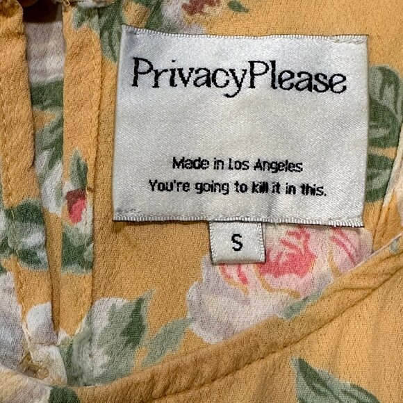 PRIVACY PLEASE - Halter Tank Summer Dress - Womens Small - yellow - floral print - Picture 10 of 11